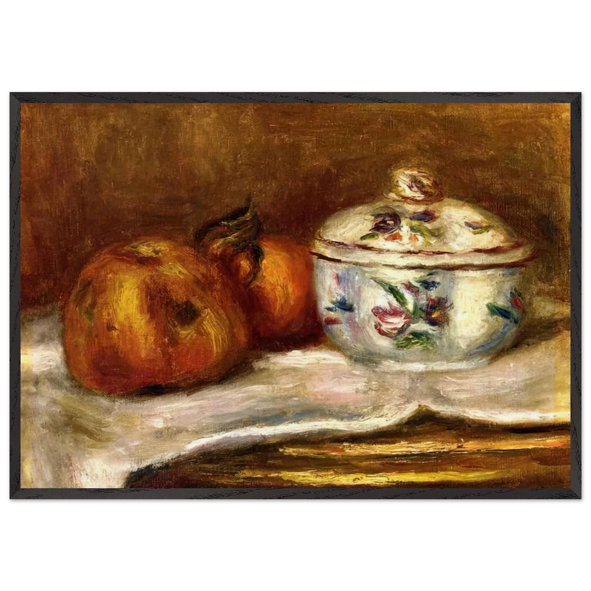 Sugar Bowl Apple and Orange - Pierre-Auguste Renoir Framed Art Print – Black Wooden Frame - Default Title - -Framed Art Print