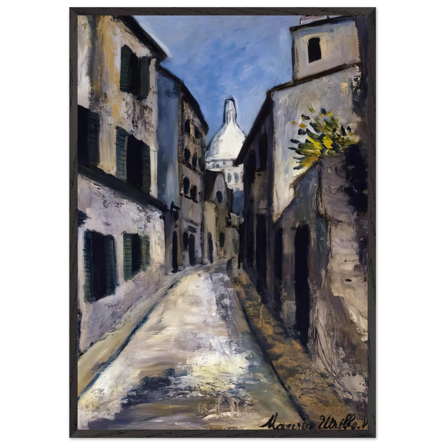 SAINT RUSTIQUE STREET - Maurice Utrillo Framed Art Print – Black Wooden Frame - Default Title - -Framed Art Print