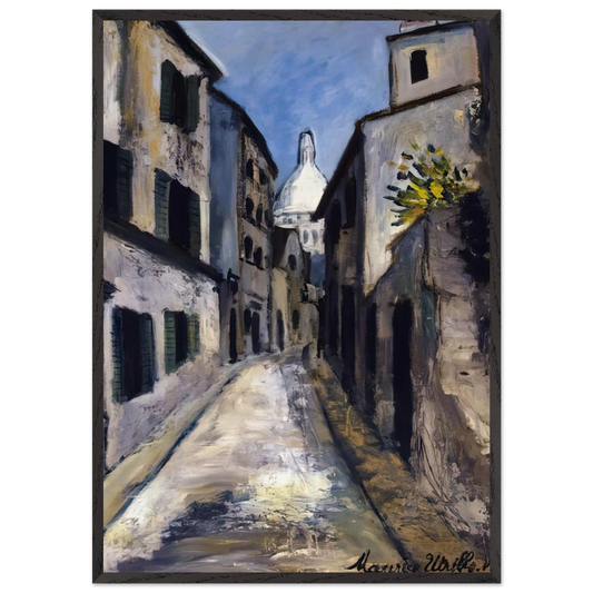 SAINT RUSTIQUE STREET - Maurice Utrillo Framed Art Print – Black Wooden Frame - Default Title - -Framed Art Print