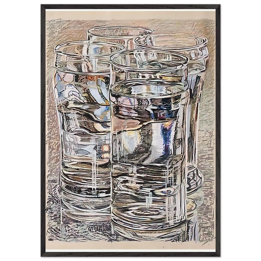 4 GLASSES 1974 - Janet Fish Framed Art Print – Black Wooden Frame - Default Title - -Framed Art Print