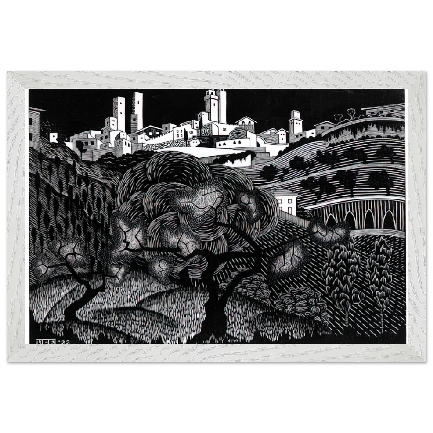 MC Escher - ESCHER (10) Wall Art - 30x40 cm / 12x16 inches - Premium Wooden Framed Poster With Fine Art Paper - Wood frame