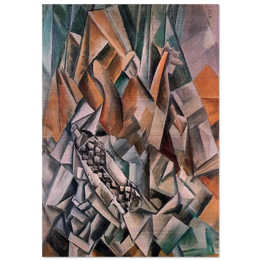 Still life with bottle of Anis del Mono - 1909 - Pablo Picasso Brushed Aluminum Print - 70x100 cm / 28x40 inches | Pablo Picasso Aluminum Print | Pablo Picasso Prints