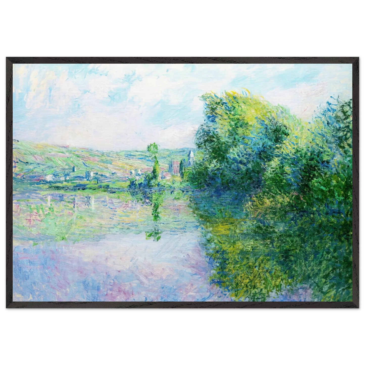 The Siene at Vetheuil - claude monet Framed Art Print – Black Wooden Frame - Default Title - -Framed Art Print