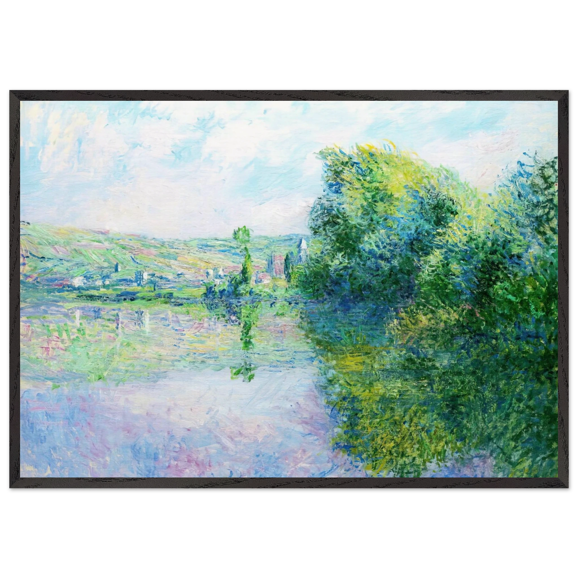 The Siene at Vetheuil - claude monet Framed Art Print – Black Wooden Frame - Default Title - -Framed Art Print