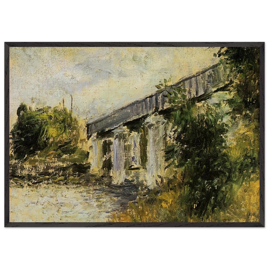 Railway Bridge at Argenteuil - claude monet Framed Art Print – Black Wooden Frame - Default Title - -Framed Art Print