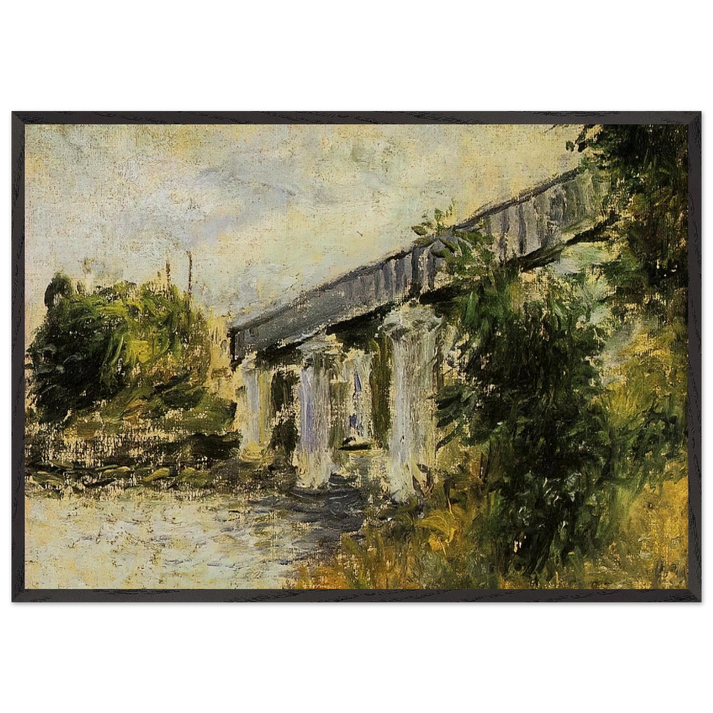 Railway Bridge at Argenteuil - claude monet 70x100 cm / 28x40 inches Framed Art Print – Black Wooden Frame