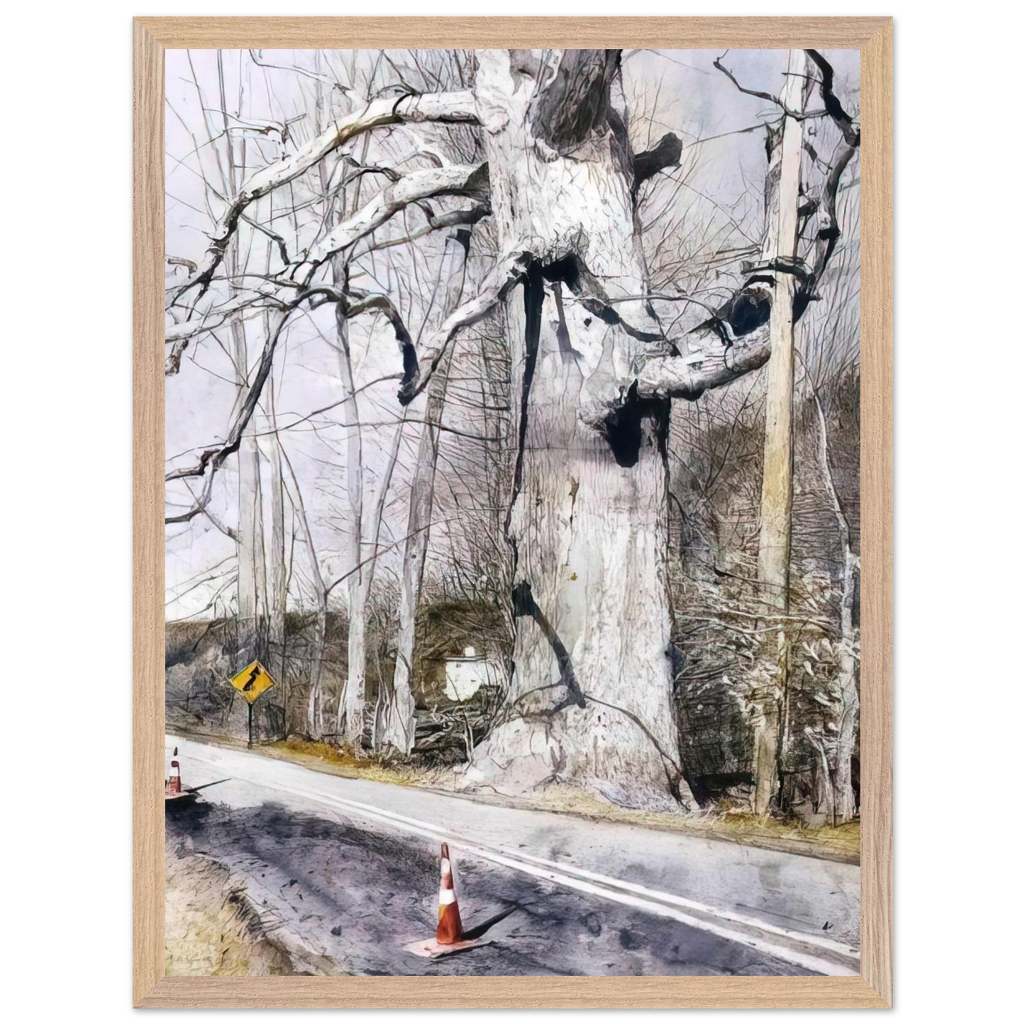 Andrew Wyeth - WALKING STICK Wall Art - 21x29.7 cm / 8x12" - Premium Wooden Framed Poster With Fine Art Paper - Wood frame
