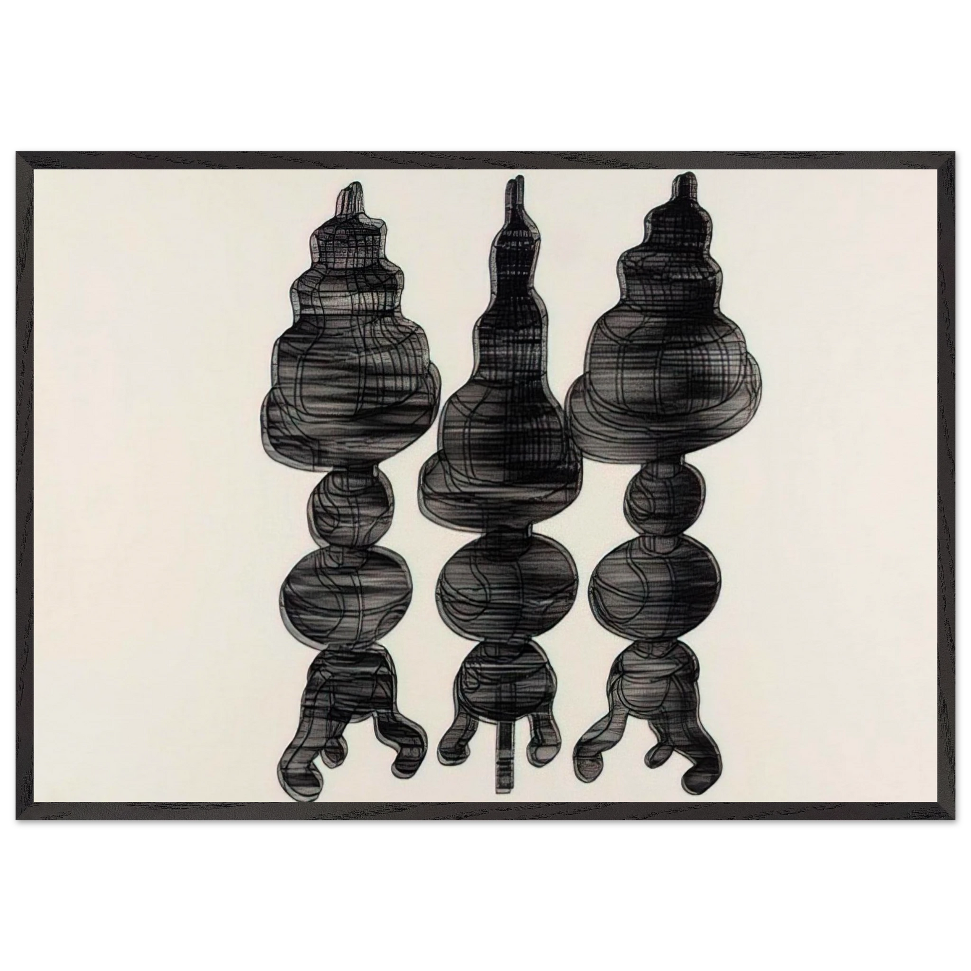 3 Cakes on Swivel Chairs - 1971 - Dieter Roth Framed Art Print – Black Wooden Frame - Default Title - -Framed Art Print