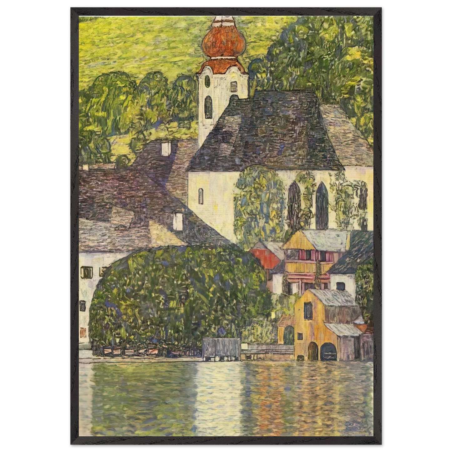 CHRUCH IN UNTERACH ON THE ATTERSEE - Gustav Klimt Framed Art Print – Black Wooden Frame - Default Title - -Framed Art Print