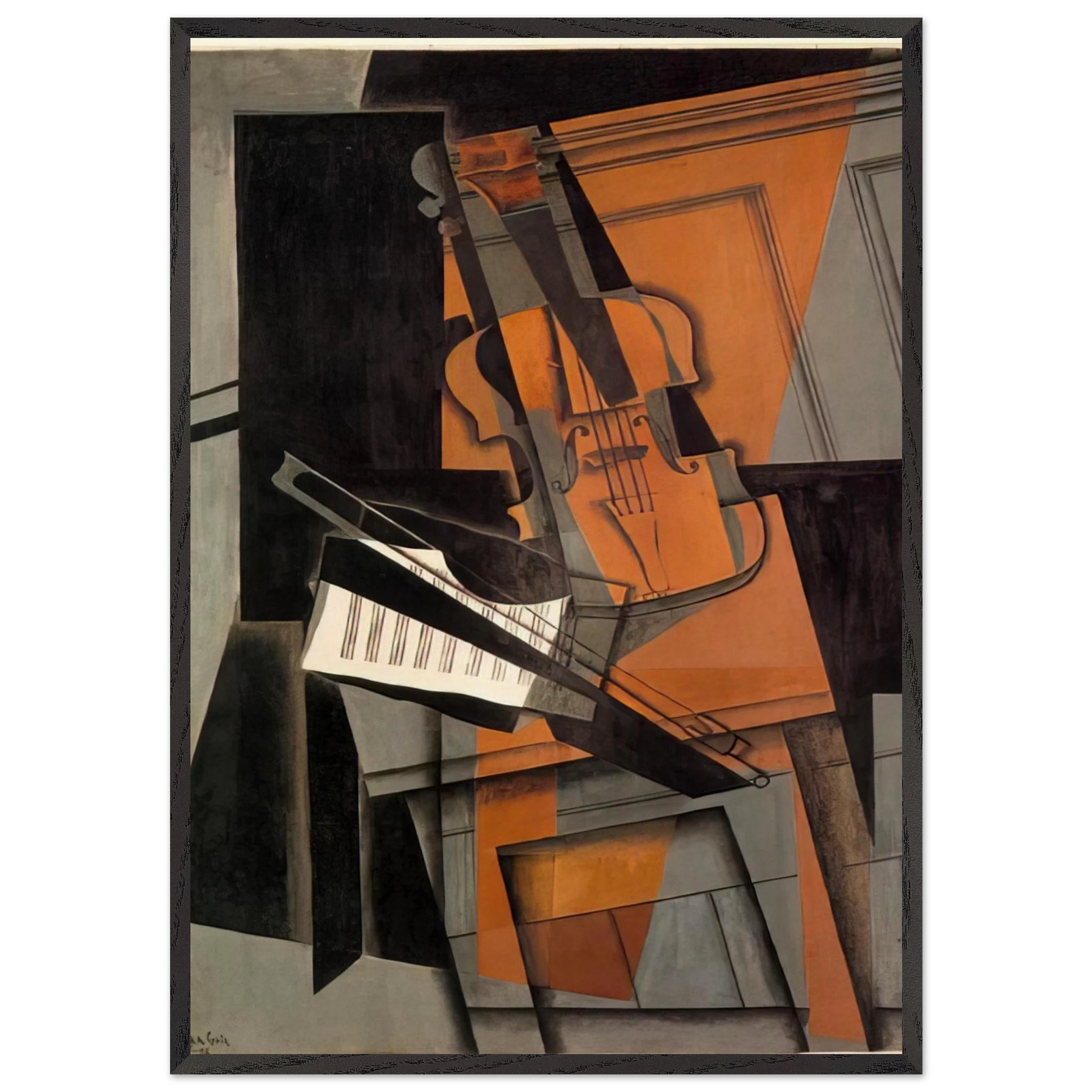 THE VIOLIN 1916 N2 - Juan Gris Framed Art Print – Black Wooden Frame - Default Title - -Framed Art Print