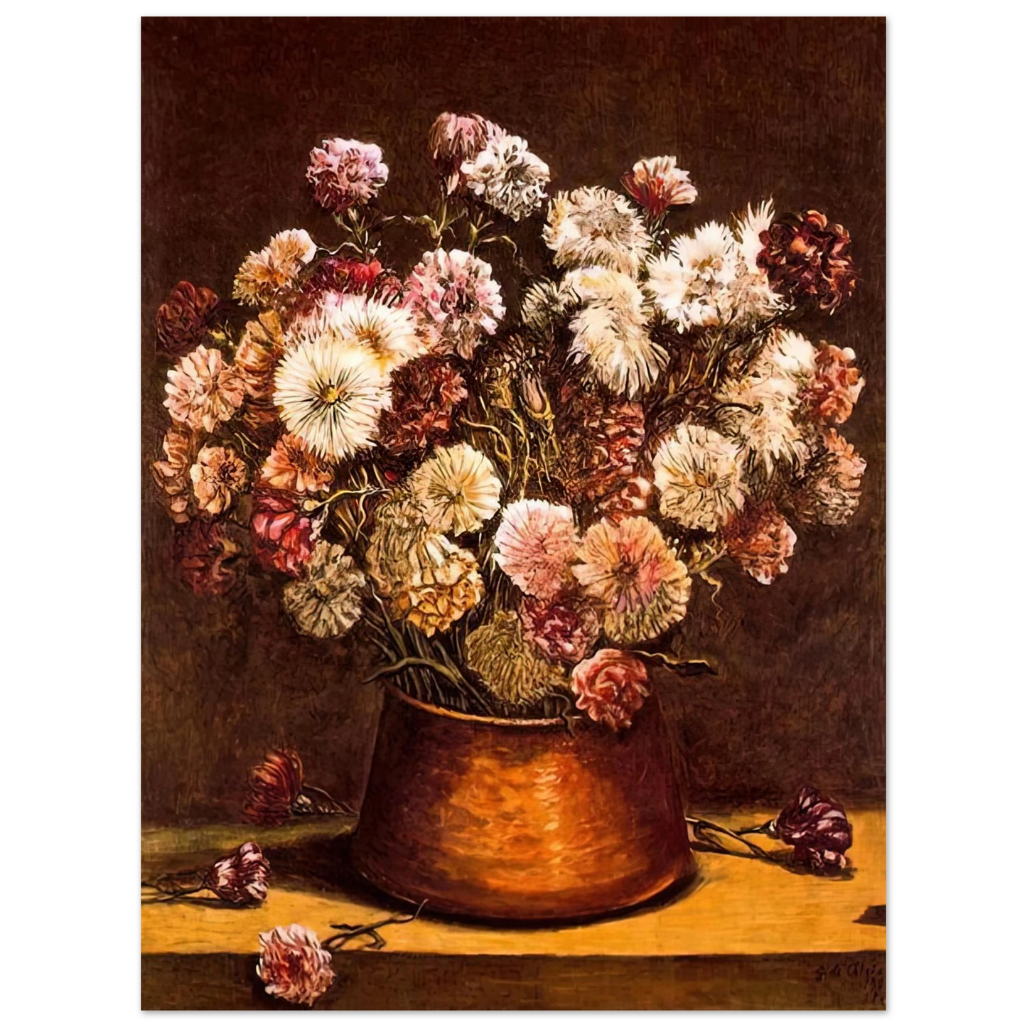 Giorgio de Chirico - STILL LIFE WITH FLOWERS IN COPPER BOWL Fine Art Poster - Default Title