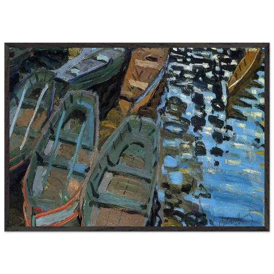 Bathers at La Grenouillere - claude monet 70x100 cm / 28x40 inches Framed Art Print – Black Wooden Frame