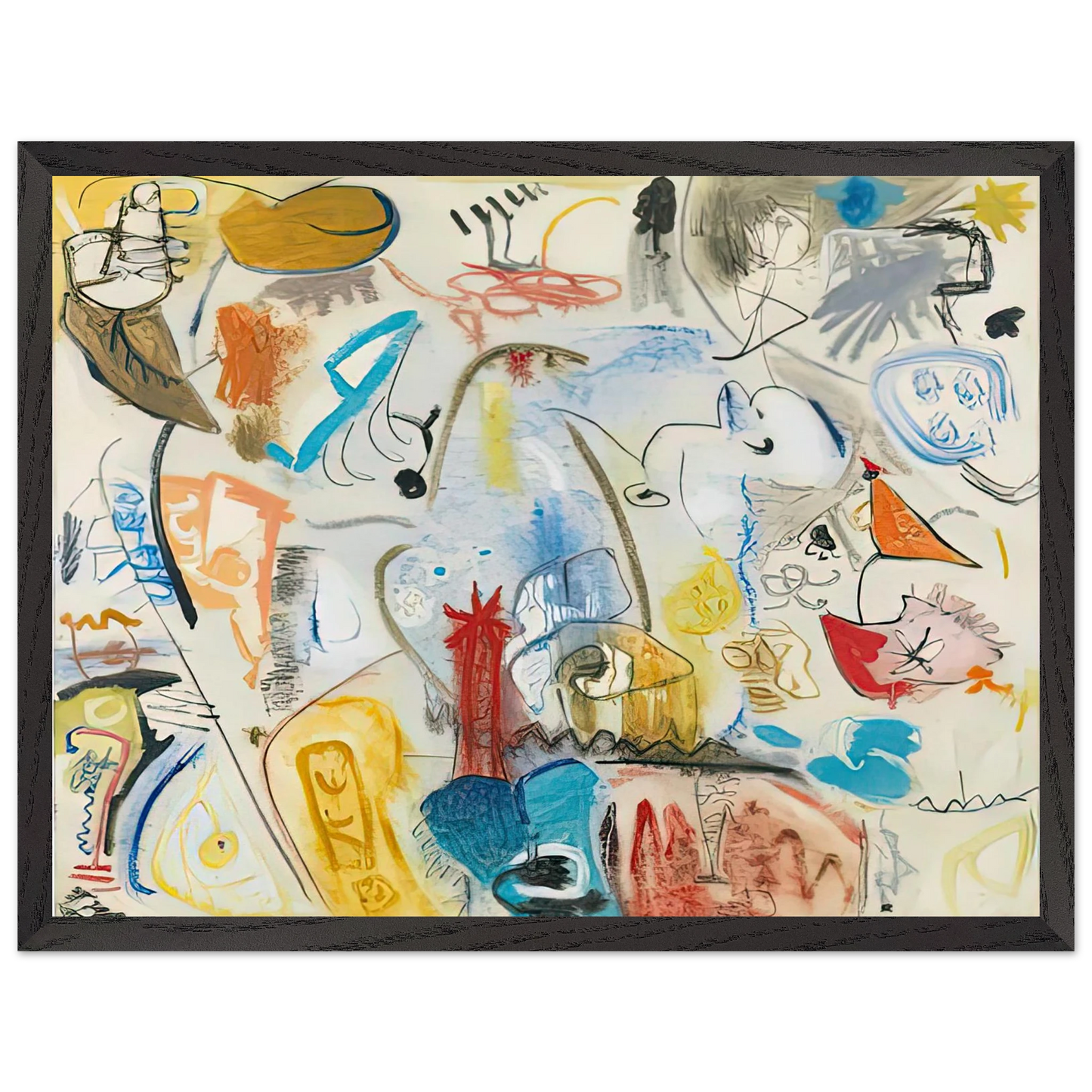 Helen Frankenthaler - Circus Landscape, 1951- Wall Art - 21x29.7 cm / 8x12" - Premium Wooden Framed Poster With Fine Art Paper - Black frame
