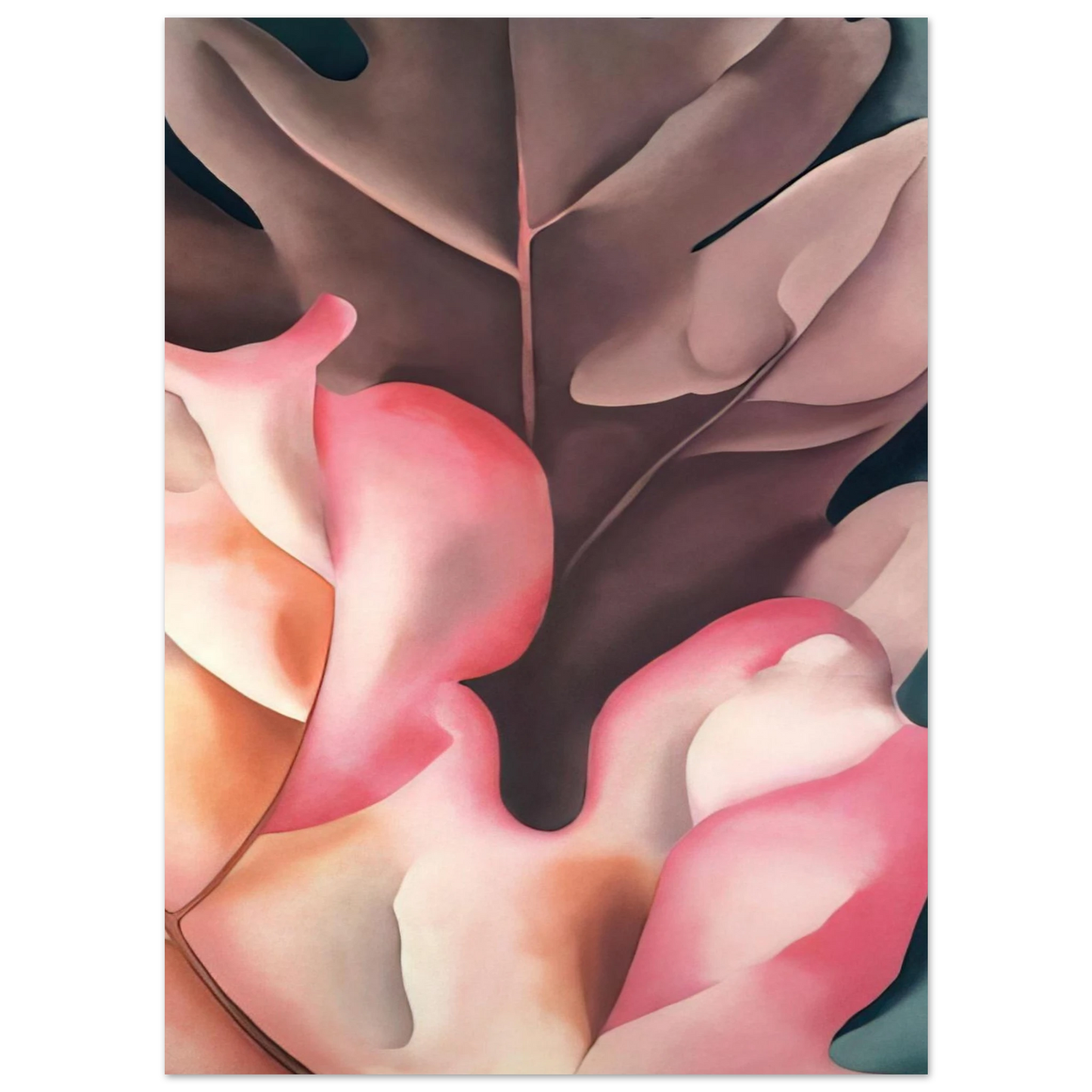 Georgia O'Keeffe - Oak Leaves Pink and Grey Fine Art Poster - 40x60 cm / 16x24 inches