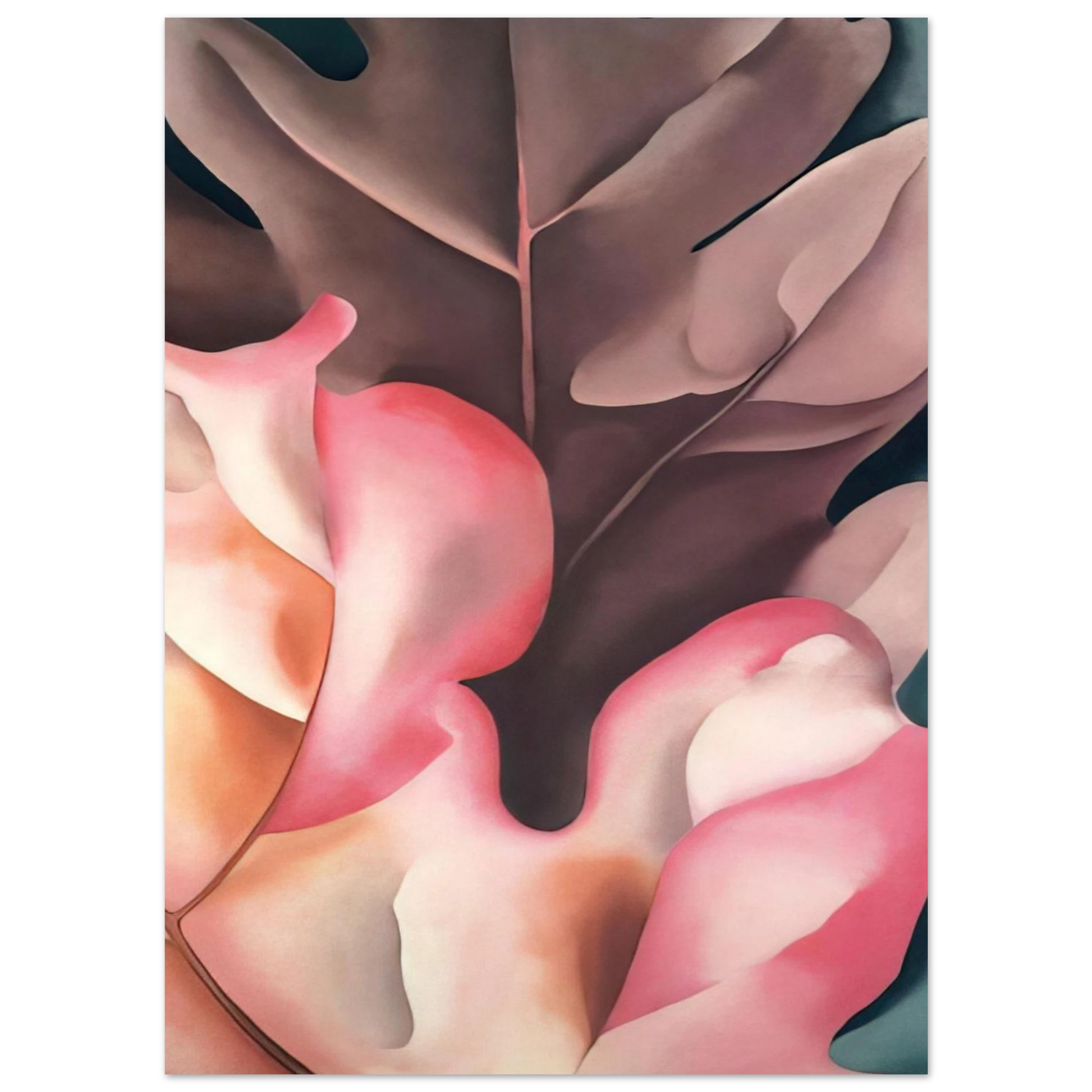 Georgia O'Keeffe - Oak Leaves Pink and Grey Fine Art Poster - 40x60 cm / 16x24 inches