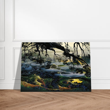 Fog Passes By - Eyvind Earle Brushed Aluminum Print - 70x100 cm / 28x40 inches | Eyvind Earle Aluminum Print | Eyvind Earle Prints