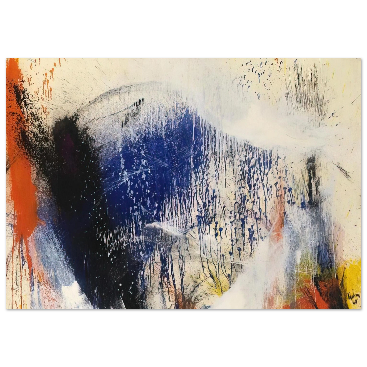 Helen Frankenthaler - Untitled - 1960 Wall art - 21x29.7 cm / 8x12" - Premium Wooden Framed Poster With Fine Art Paper - Wood frame