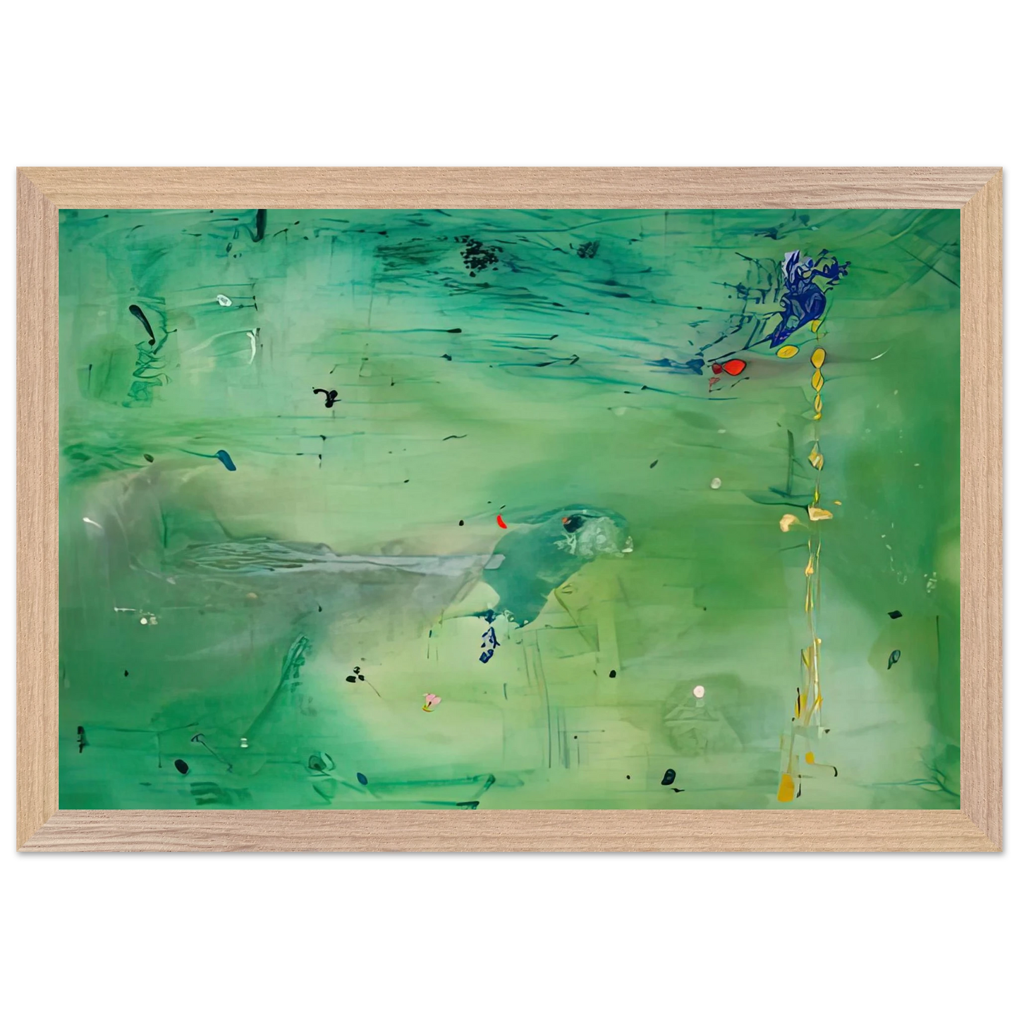 Helen Frankenthaler - A Green Thought in a Green Shade, 1981- Wall Art - 60x80 cm / 24x32 inches - Premium Wooden Framed Poster With Fine Art Paper - White frame