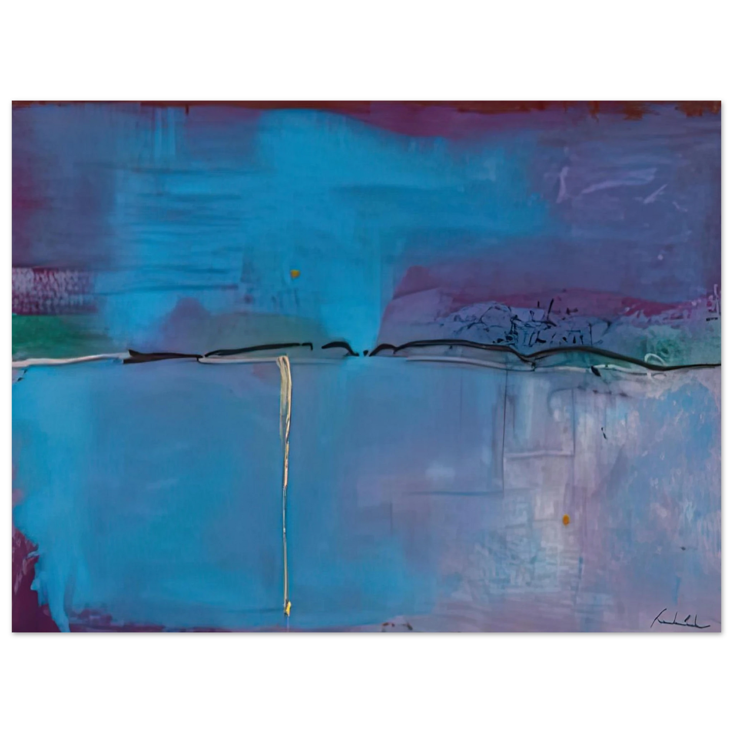 Helen Frankenthaler - Zone Blue, 1994- Wall Art - 30x40 cm / 12x16 inches - Premium Wooden Framed Poster With Fine Art Paper - Black frame
