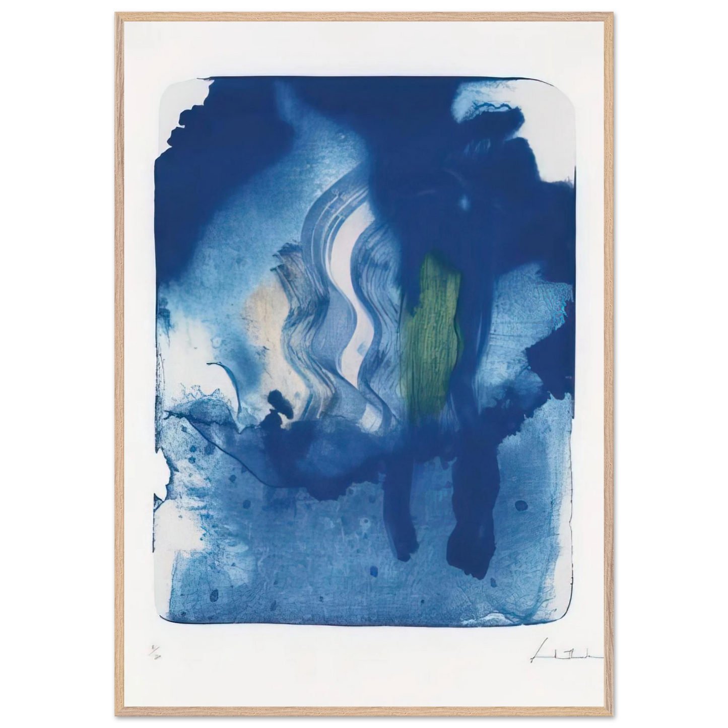 Helen Frankenthaler - Reflections V - 1995 Wall art - 30x40 cm / 12x16 inches - Premium Wooden Framed Poster With Fine Art Paper - Black frame