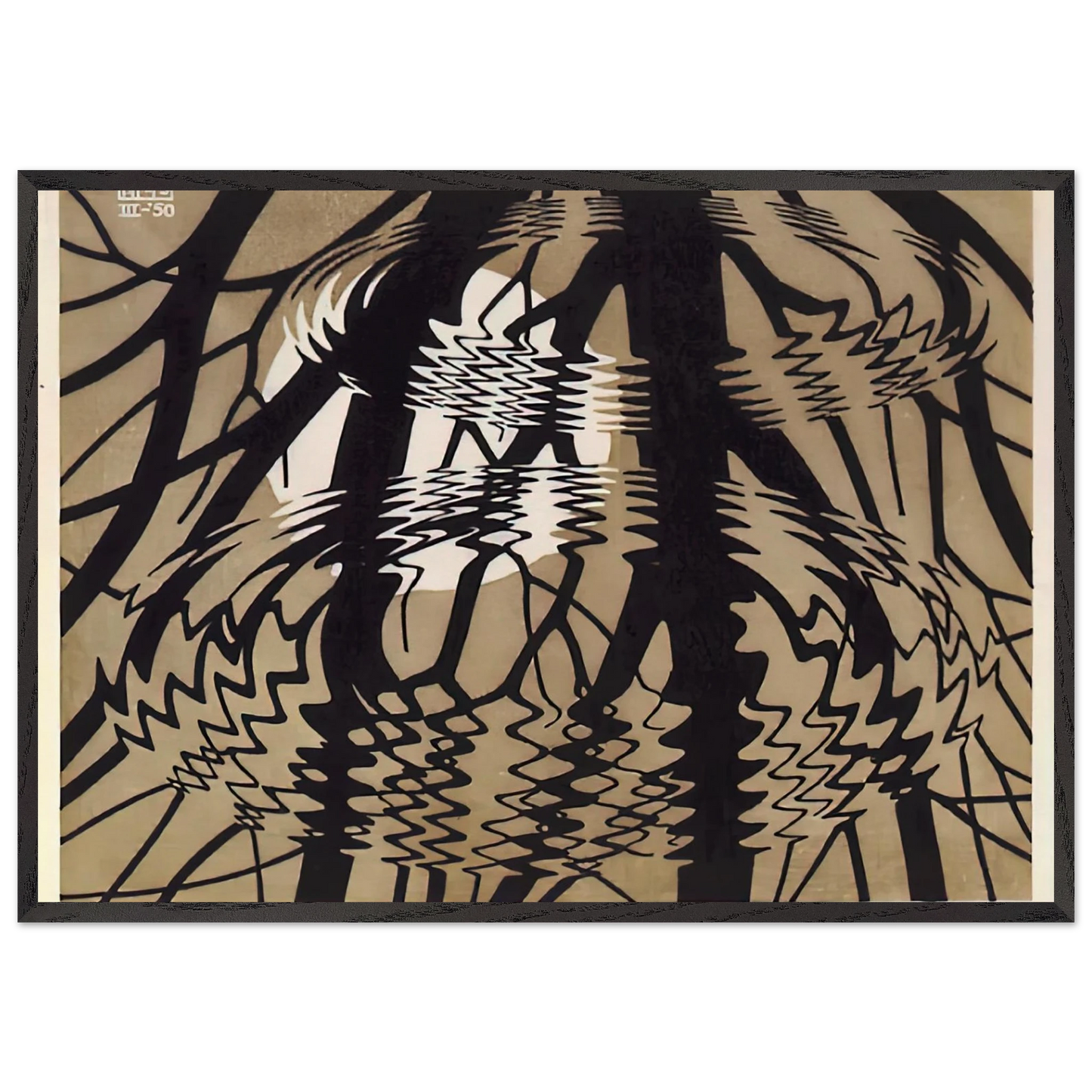 RIPPLED SURFACE COLOUR - MC Escher Framed Art Print – Black Wooden Frame - Default Title - -Framed Art Print