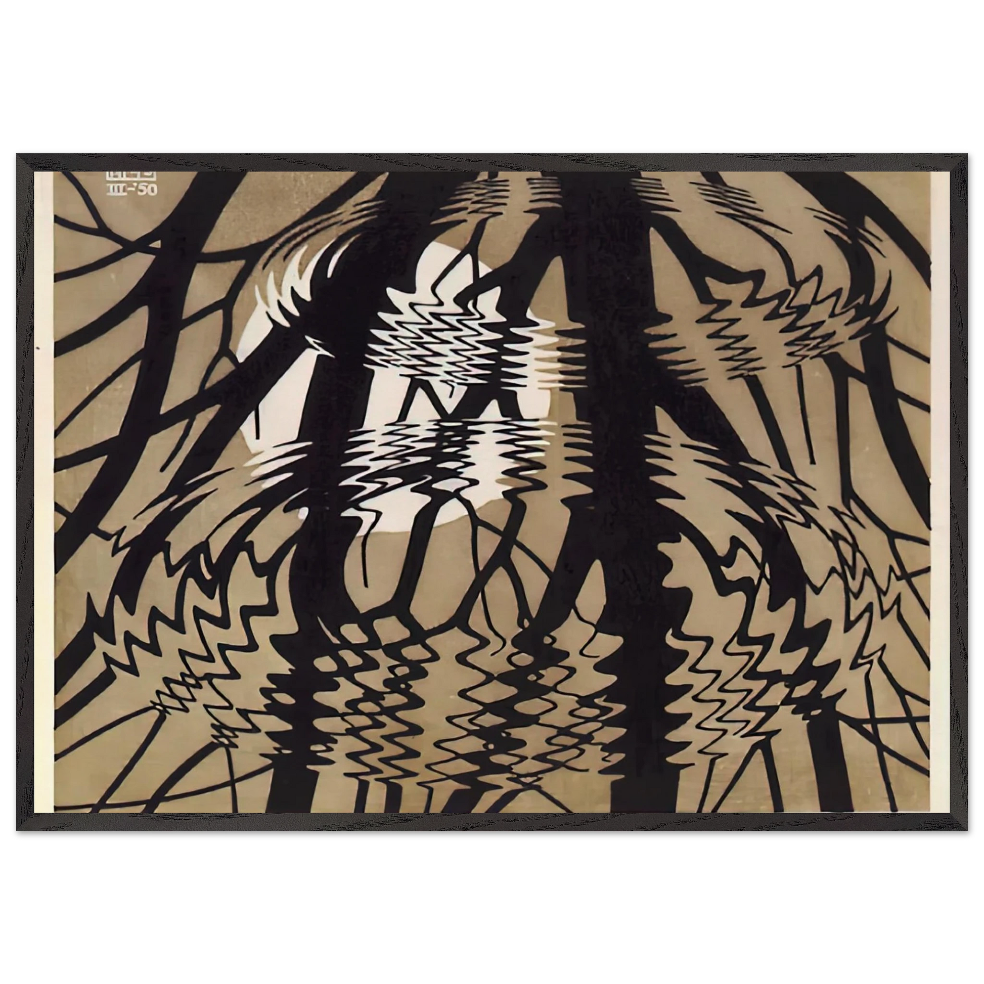 RIPPLED SURFACE COLOUR - MC Escher Framed Art Print – Black Wooden Frame - Default Title - -Framed Art Print