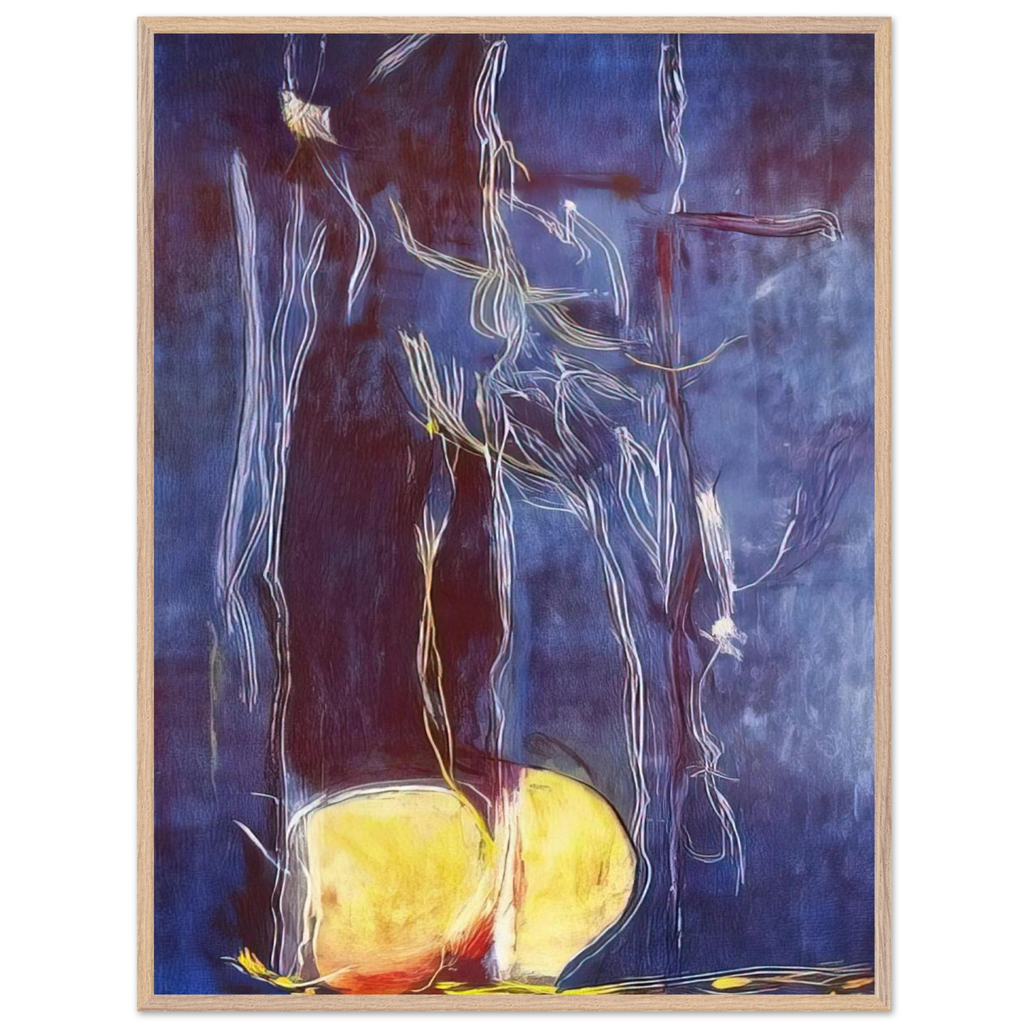Helen Frankenthaler - All About Blue - 1994 Wall art - 45x60 cm / 18x24 inches - Premium Wooden Framed Poster With Fine Art Paper - White frame
