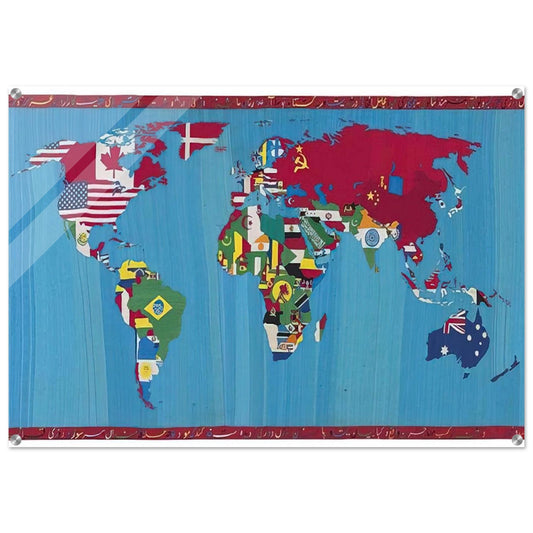 MAPPA DEL MONDO 1988 - Alighiero Boetti Acrylic Print - 70x100 cm / 28x40″ inches | Alighiero Boetti Wall Art | Alighiero Boetti Prints