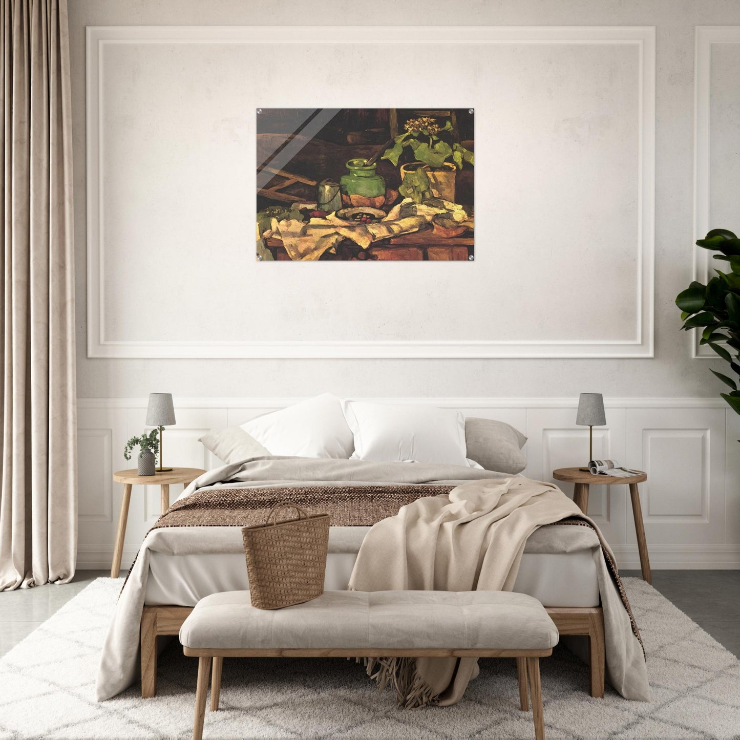 Flower pot at a table - Paul Cézanne Acrylic Print - 70x100 cm / 28x40″ inches
