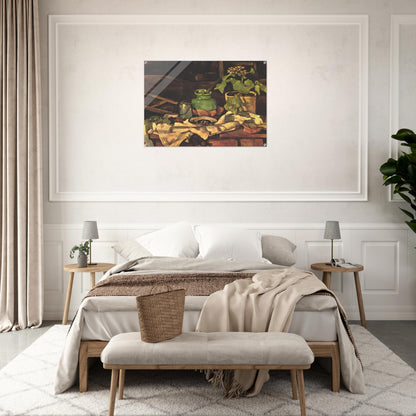 Flower pot at a table - Paul Cézanne Acrylic Print - 70x100 cm / 28x40″ inches
