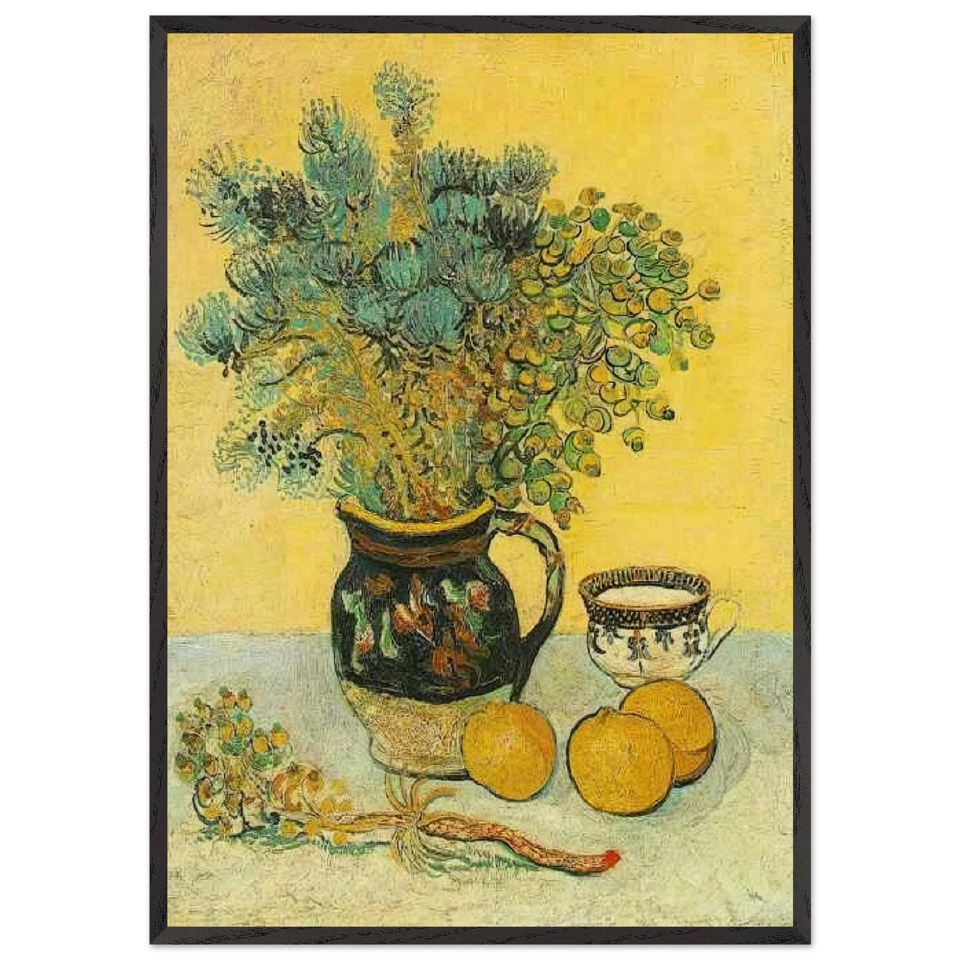 Still Life Majolica Jug with Wildflowers - Vincent van Gogh Framed Art Print – Black Wooden Frame - Default Title - -Framed Art Print