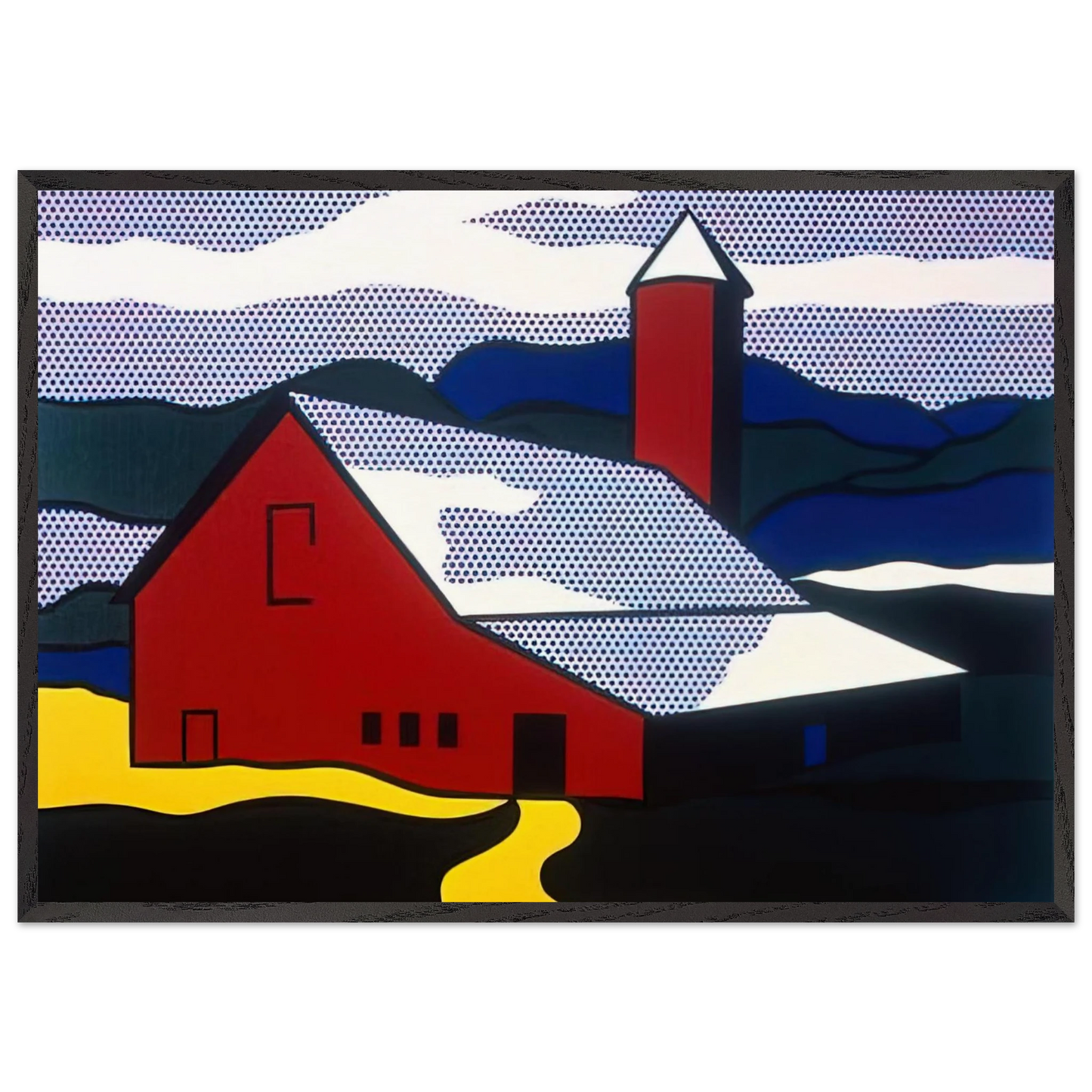 RED BARN II 1969 - Roy Lichtenstein Framed Art Print – Black Wooden Frame - Default Title - -Framed Art Print
