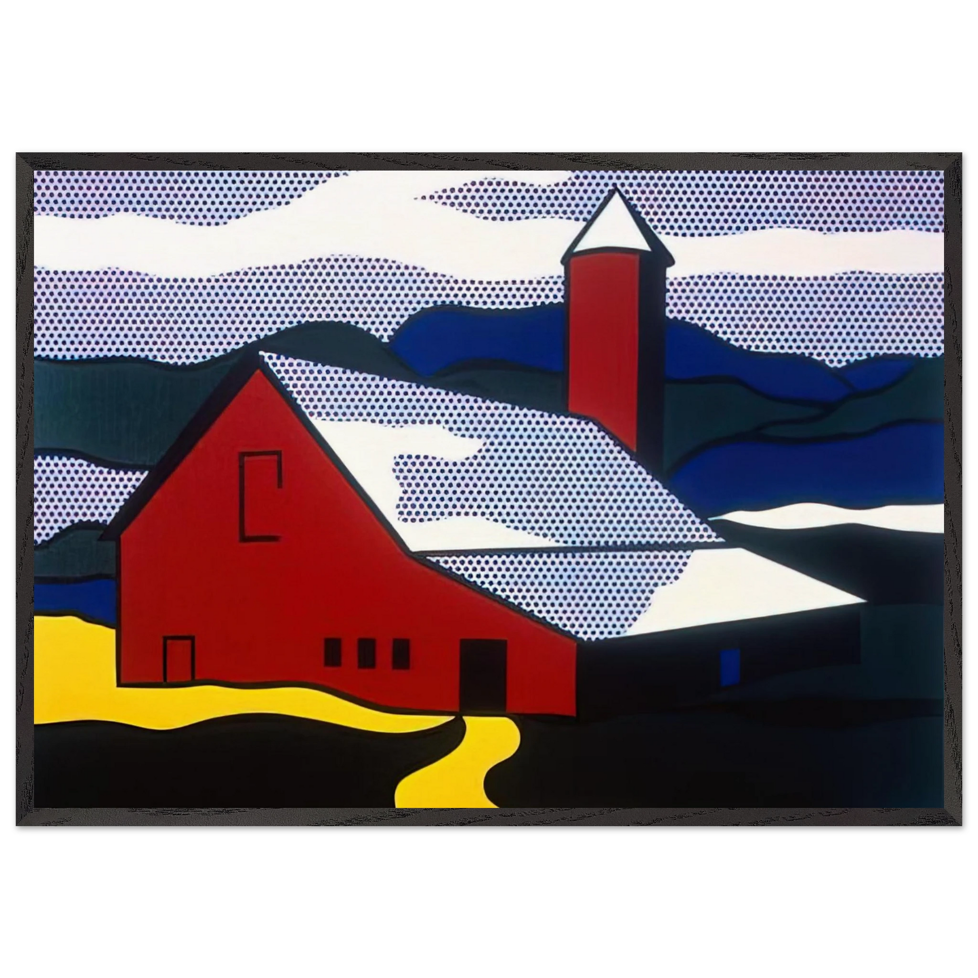 RED BARN II 1969 - Roy Lichtenstein Framed Art Print – Black Wooden Frame - Default Title - -Framed Art Print