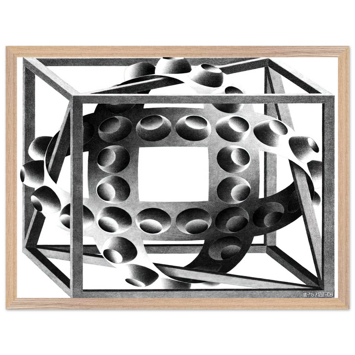 MC Escher - CUBE WITH MAGIC RIBBONS Wall Art - 60x80 cm / 24x32 inches - Fine Art Poster - -