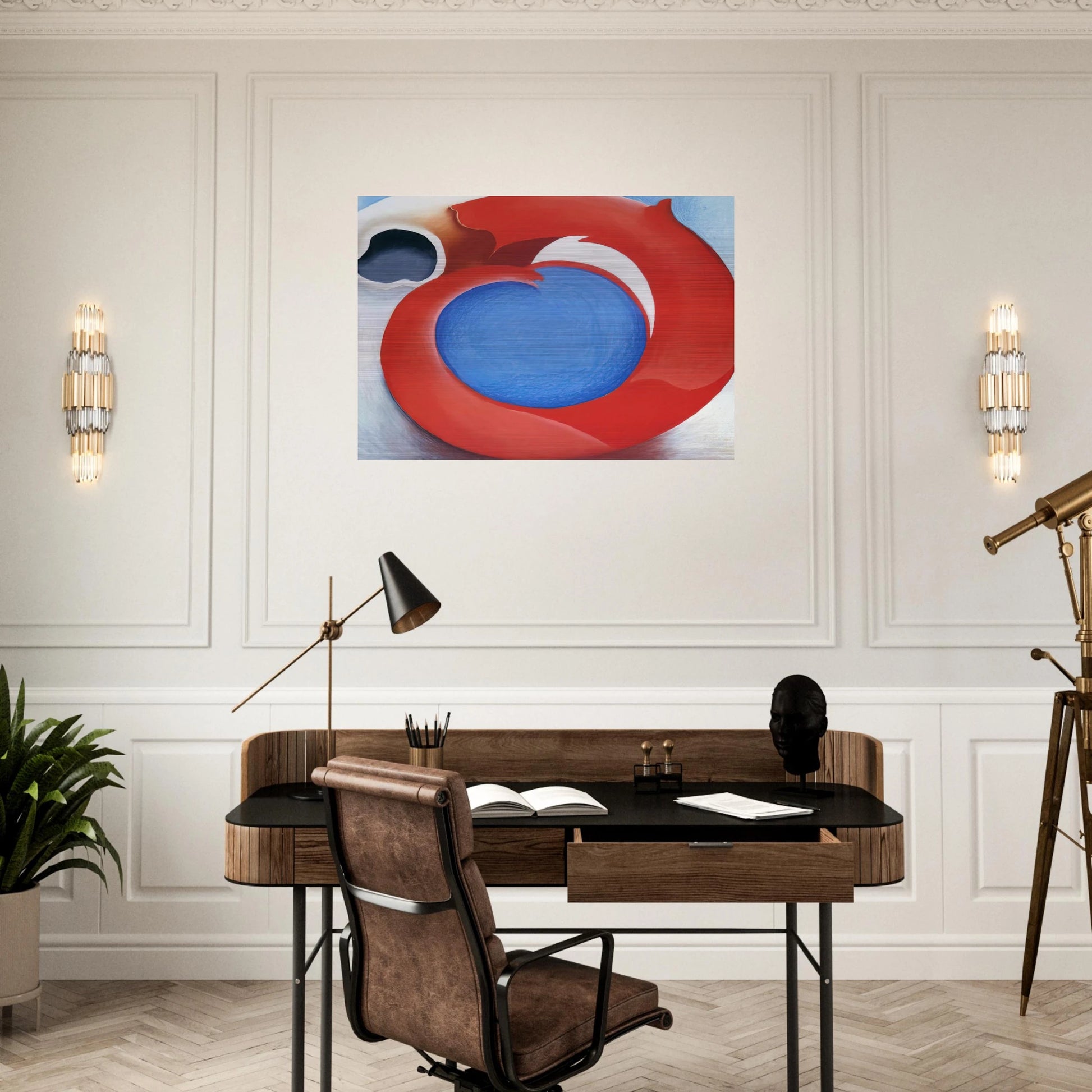 Goat's Horn With Red - Georgia O'Keeffe Brushed Aluminum Print - 70x100 cm / 28x40 inches | Georgia O'Keeffe Aluminum Print | Georgia O'Keeffe Prints
