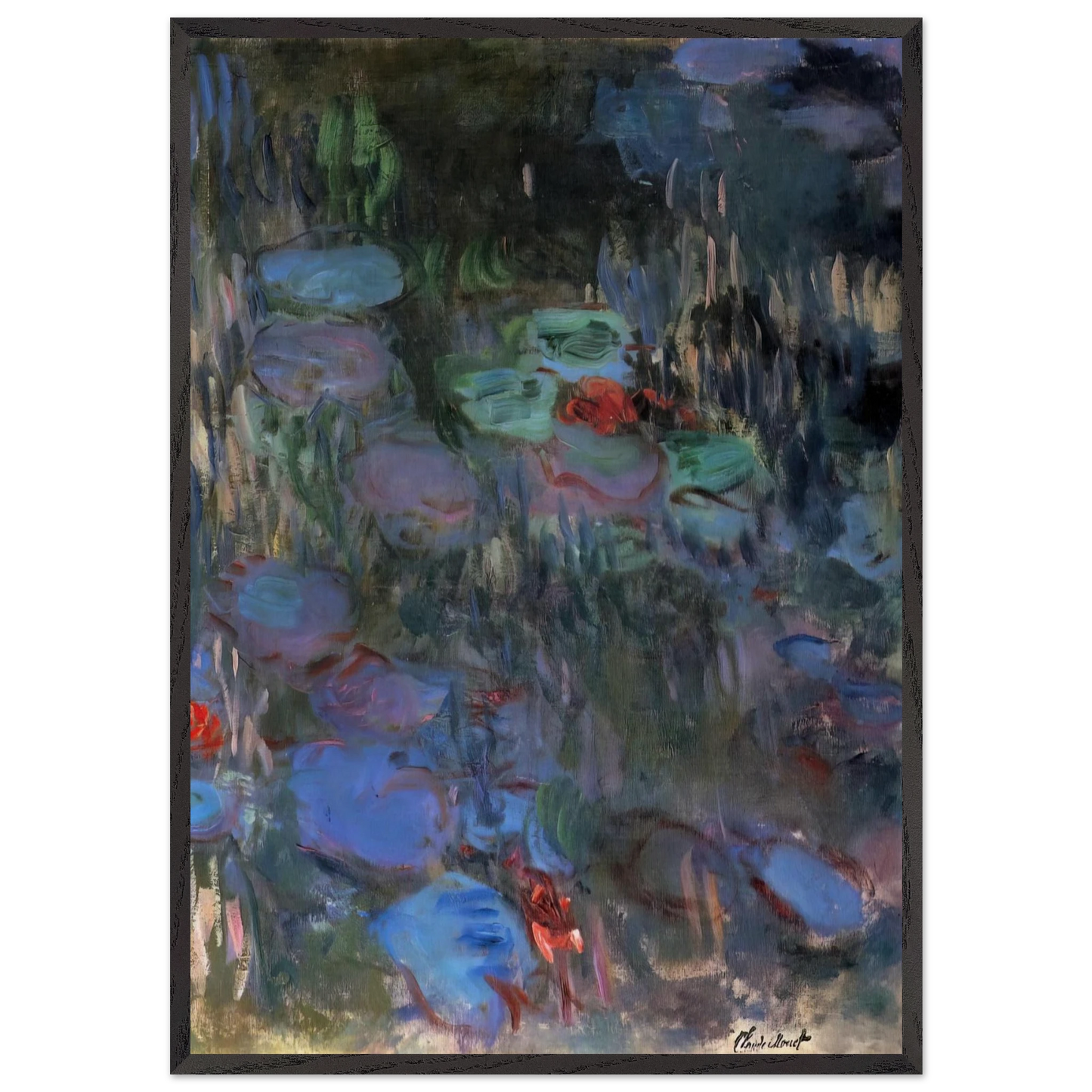 Water Lilies Reflections of Weeping Willows right half - claude monet Framed Art Print – Black Wooden Frame - Default Title - -Framed Art Print