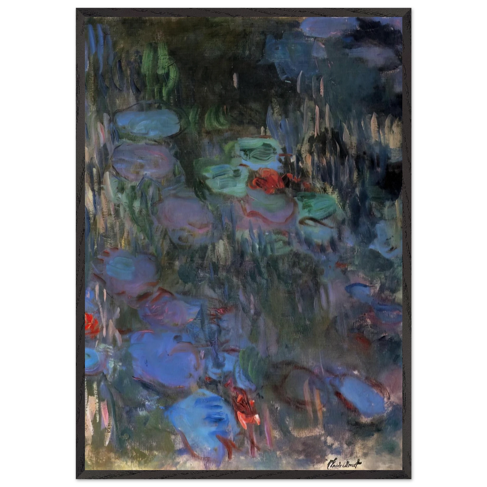 Water Lilies Reflections of Weeping Willows right half - claude monet Framed Art Print – Black Wooden Frame - Default Title - -Framed Art Print