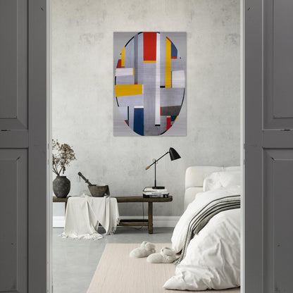 Relational Painting, Tondo #36 - 1955 - Fritz Glarner Brushed Aluminum Print - 70x100 cm / 28x40 inches | Fritz Glarner Aluminum Print | Fritz Glarner Prints