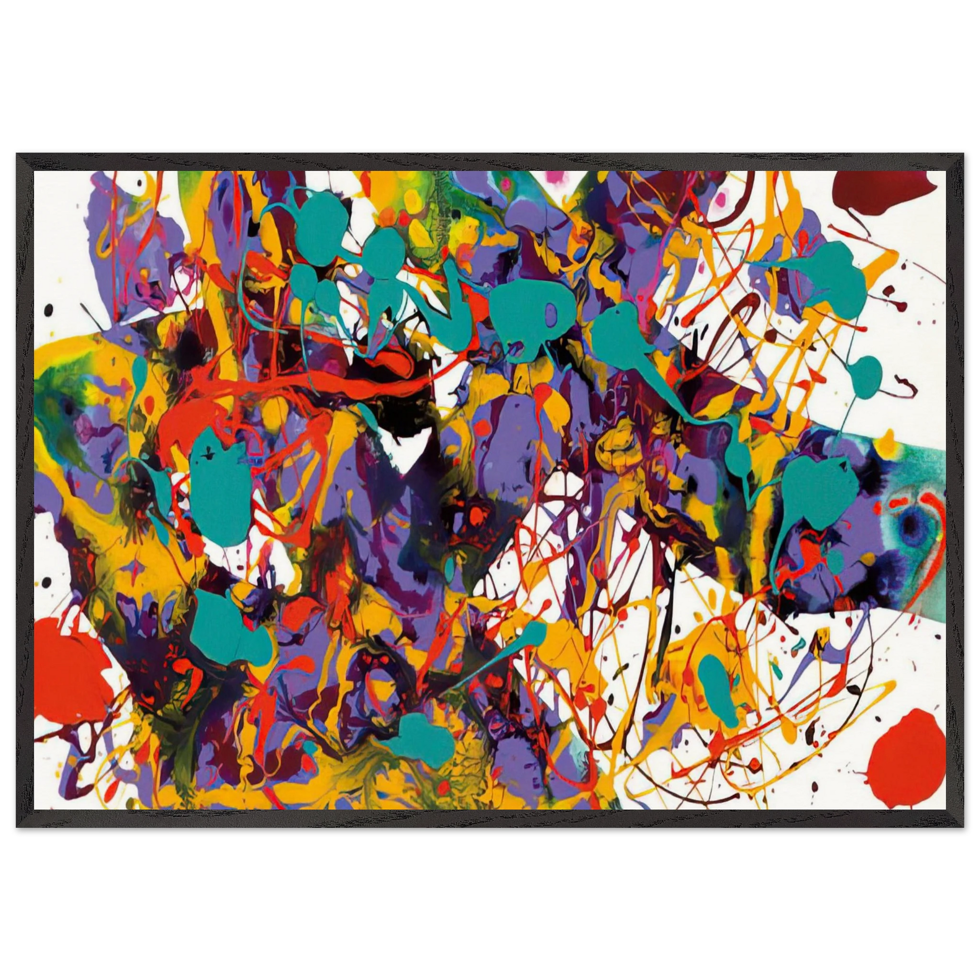 Untitled  SFP94-35  SFF 1711  - Sam Francis Framed Art Print – Black Wooden Frame - Default Title - -Framed Art Print