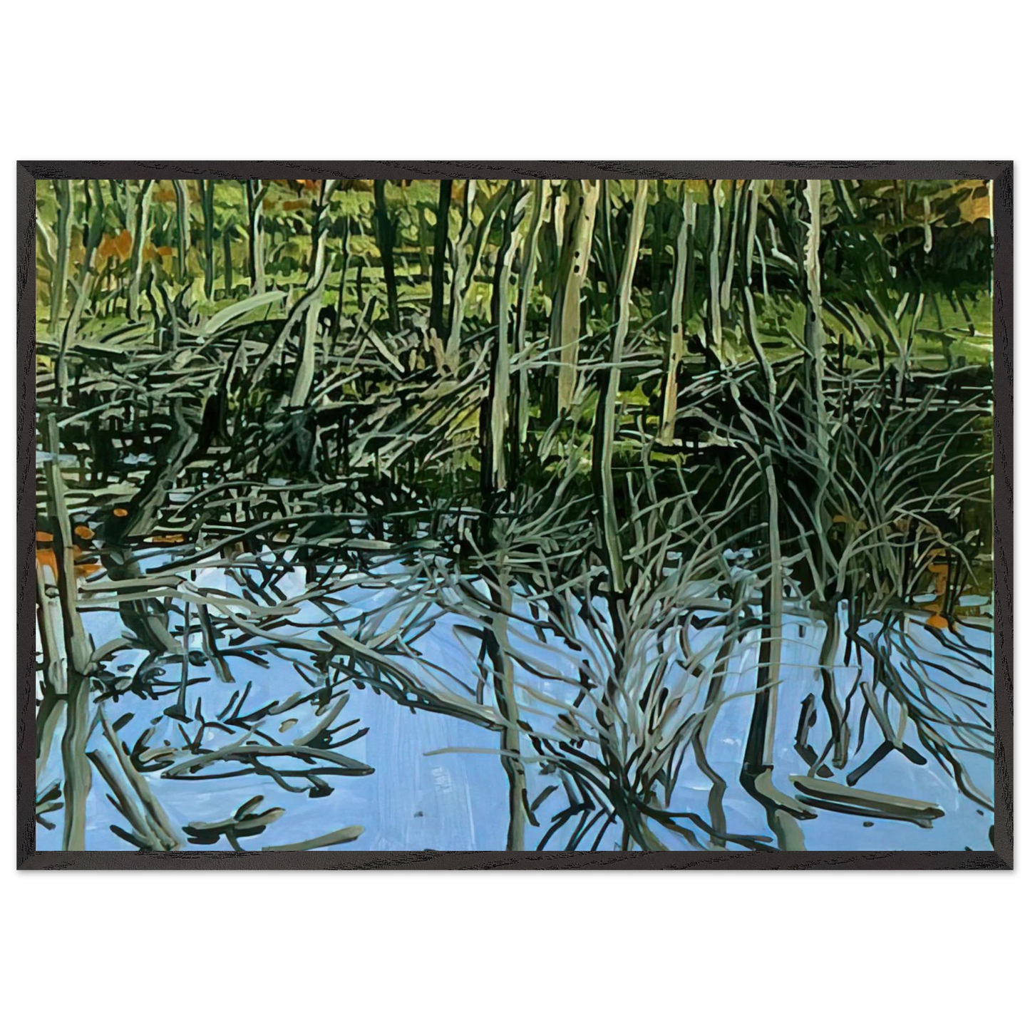 Study for Low Water - Knights Flowage - 1980 - Neil Welliver Framed Art Print – Black Wooden Frame - Default Title - -Framed Art Print