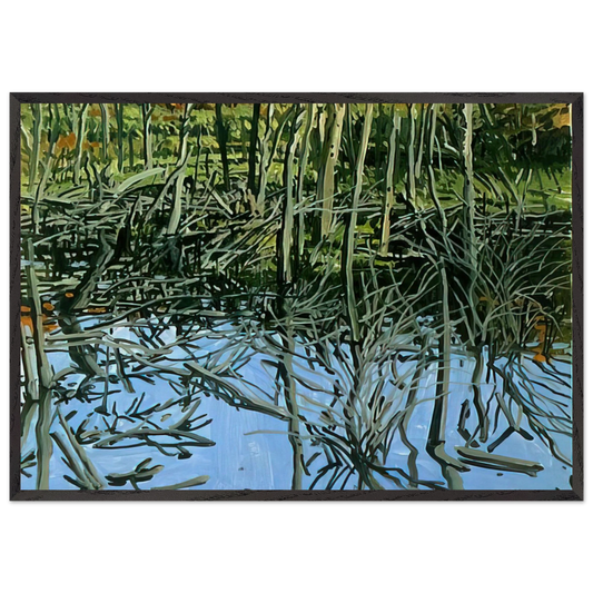 Study for Low Water - Knights Flowage - 1980 - Neil Welliver Framed Art Print – Black Wooden Frame - Default Title - -Framed Art Print