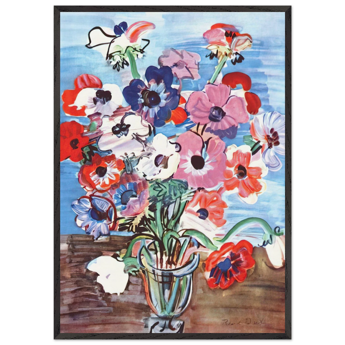 ANEMONES 1937 - Raoul Dufy Framed Art Print – Black Wooden Frame - Default Title - -Framed Art Print
