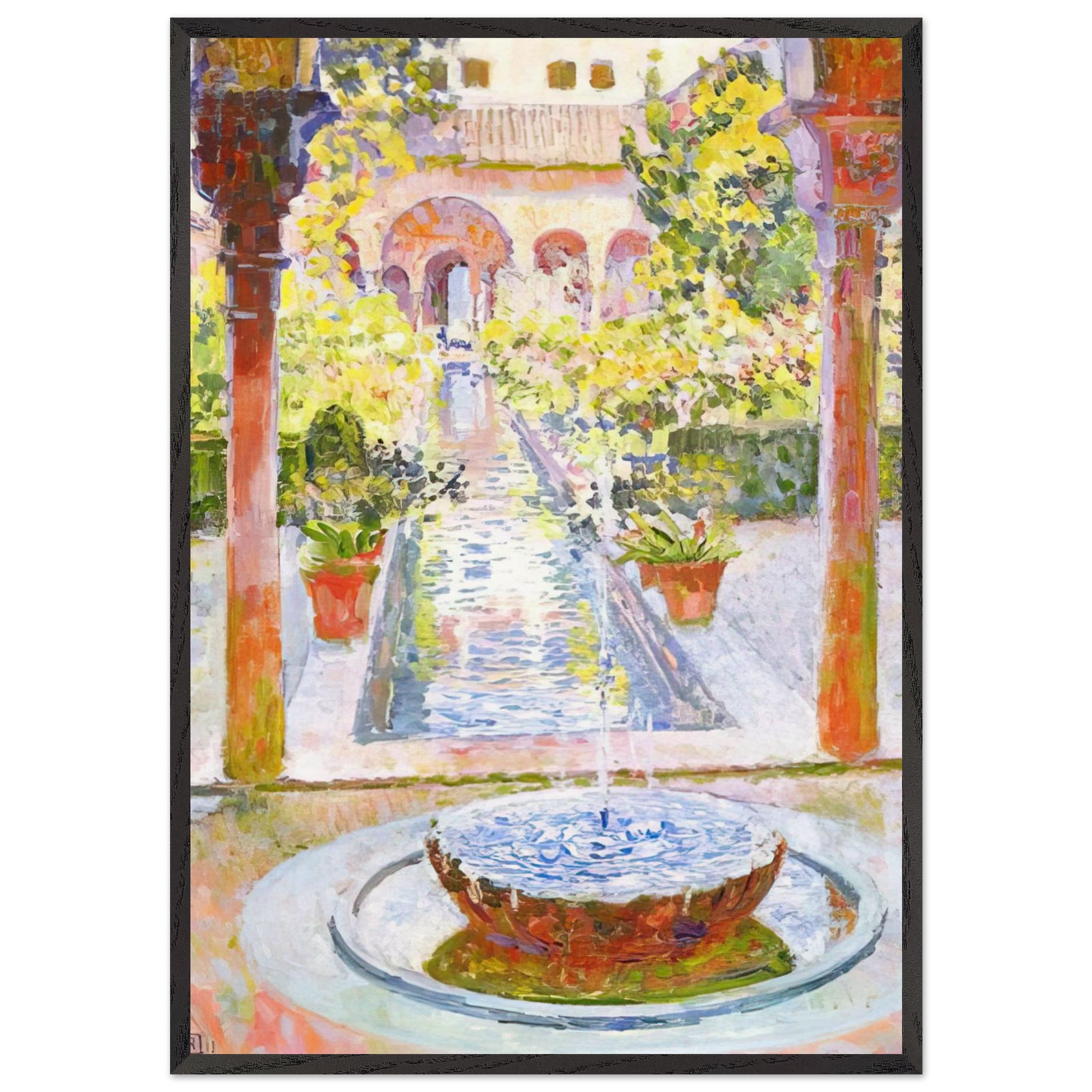 THE GARDENS OF GENERALIFE IN GRENADA 1913 - Theo van Rysselberghe Framed Art Print – Black Wooden Frame - Default Title - -Framed Art Print