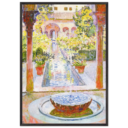 THE GARDENS OF GENERALIFE IN GRENADA 1913 - Theo van Rysselberghe Framed Art Print – Black Wooden Frame - Default Title - -Framed Art Print