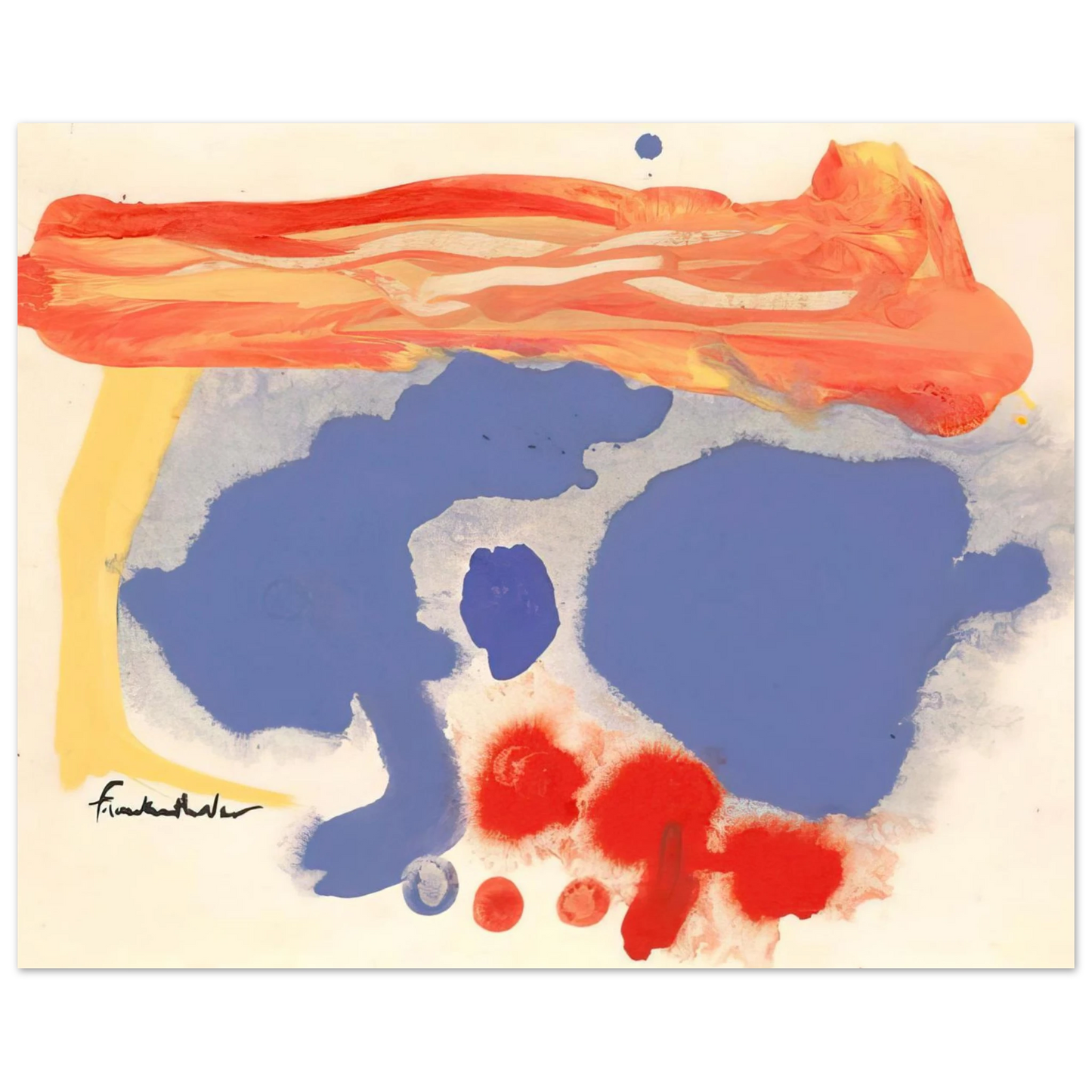 Helen Frankenthaler - Summerscene, Provincetown - 1961 Wall art - 15x20 cm / 6x8 inches - Premium Wooden Framed Poster With Fine Art Paper - White frame