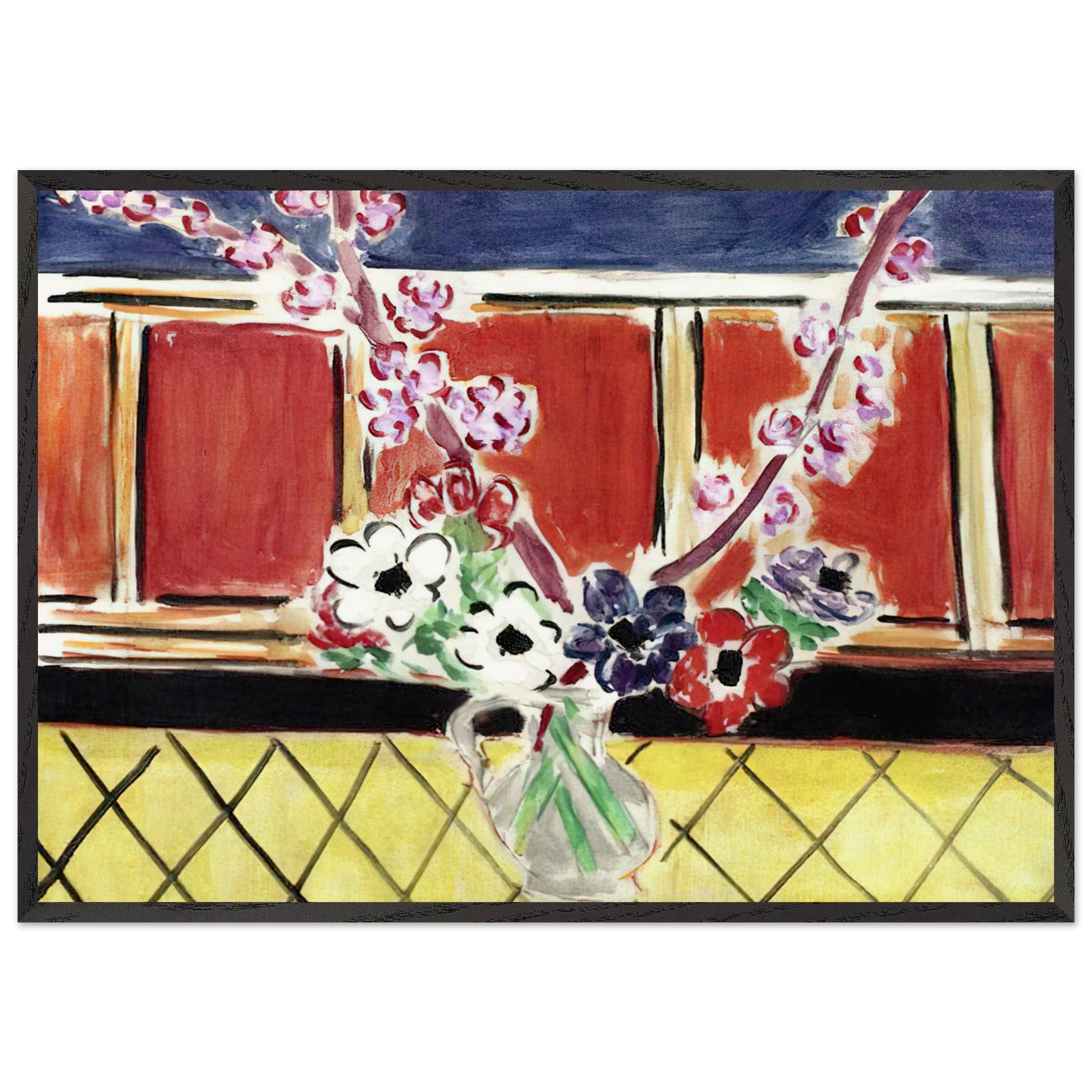 ANEMONES AND PEACH BLOSSOMS 1944 - Henri Matisse Framed Art Print – Black Wooden Frame - Default Title - -Framed Art Print