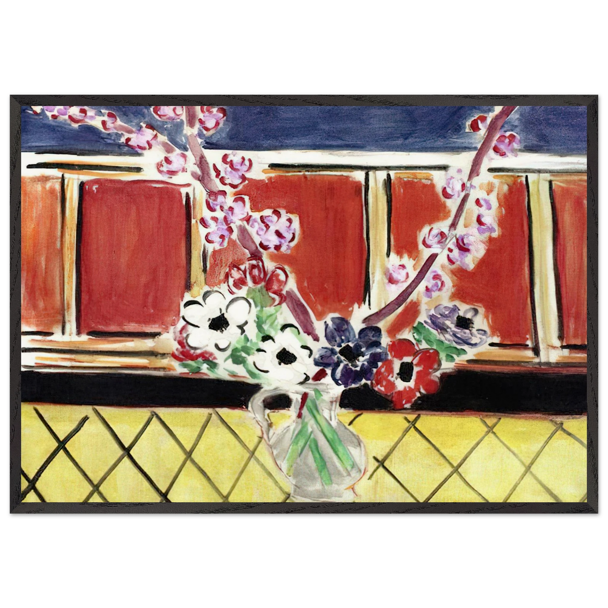 ANEMONES AND PEACH BLOSSOMS 1944 - Henri Matisse Framed Art Print – Black Wooden Frame - Default Title - -Framed Art Print