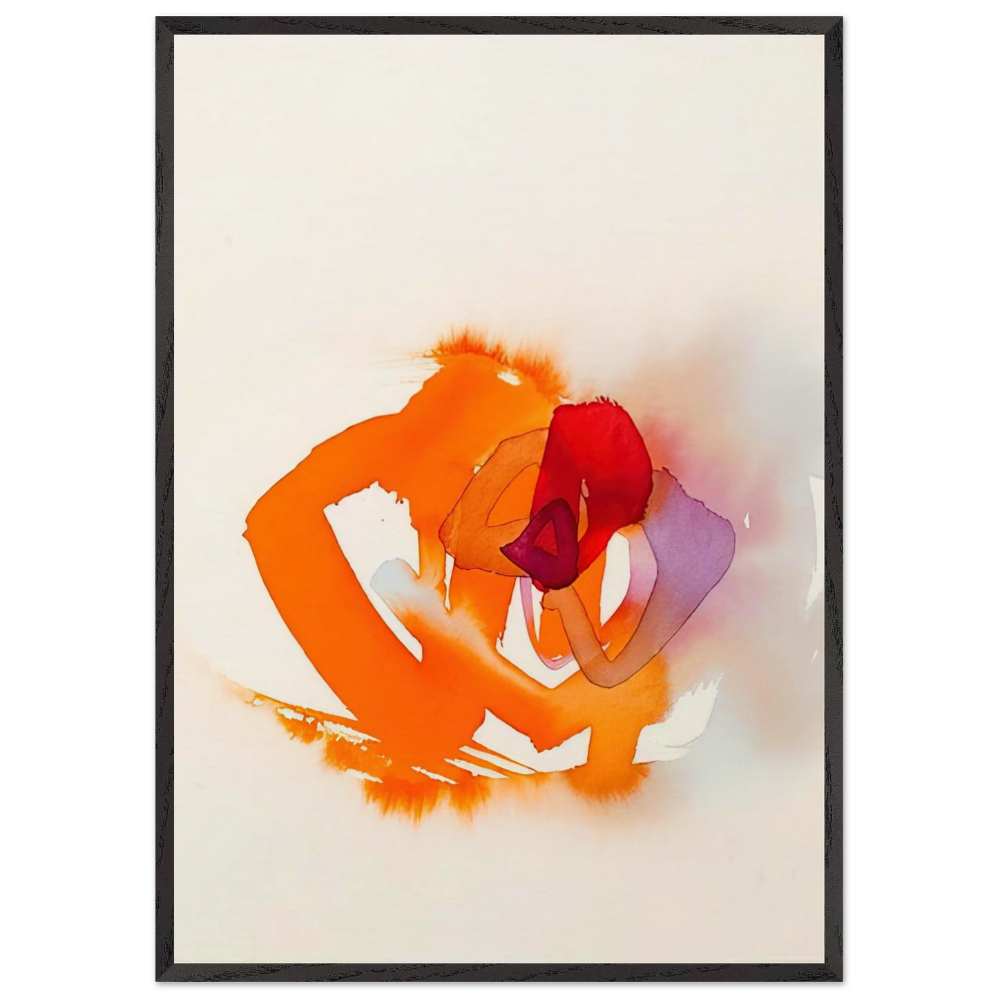 UNTITLED ORANGE RED AND PURPLE - Luis Feito Framed Art Print – Black Wooden Frame - Default Title - -Framed Art Print