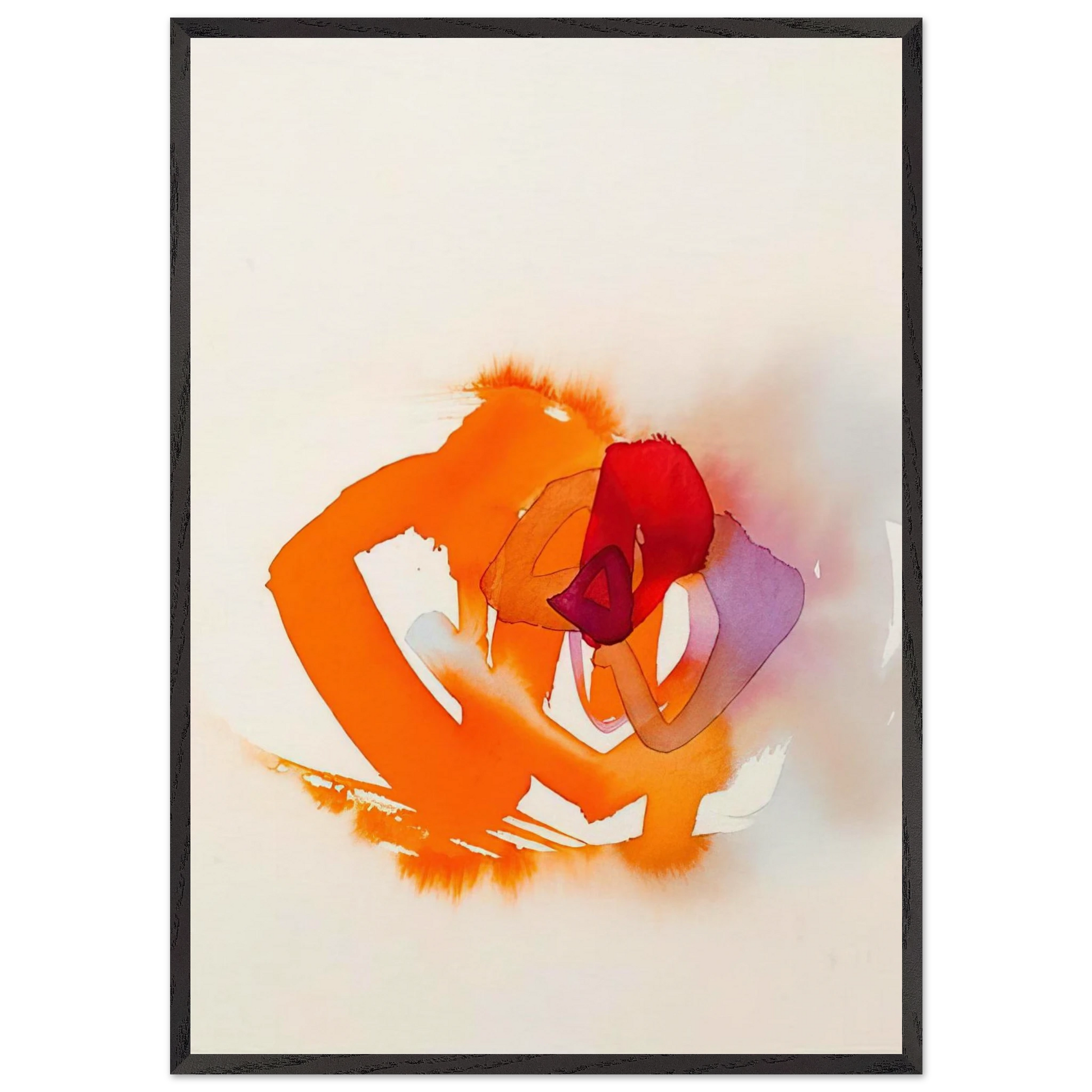 UNTITLED ORANGE RED AND PURPLE - Luis Feito Framed Art Print – Black Wooden Frame - Default Title - -Framed Art Print