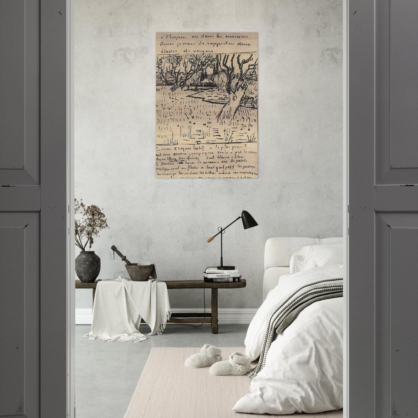 Orchard in Bloom with View of Arles - Vincent van Gogh Brushed Aluminum Print - 70x100 cm / 28x40 inches | Vincent van Gogh Aluminum Print | Vincent van Gogh Prints